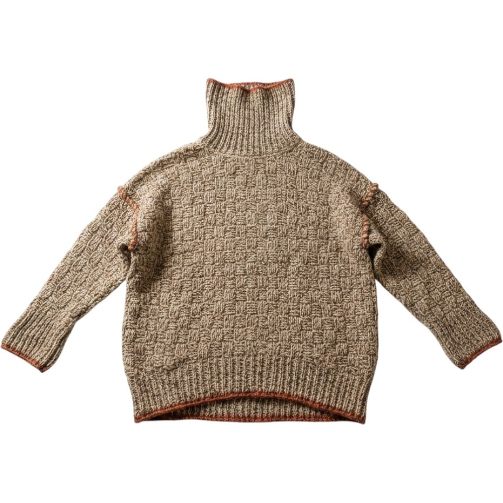Free People Marled Turtleneck Sweater XS Alpaca Wool Blend Boho Chunky Knit
